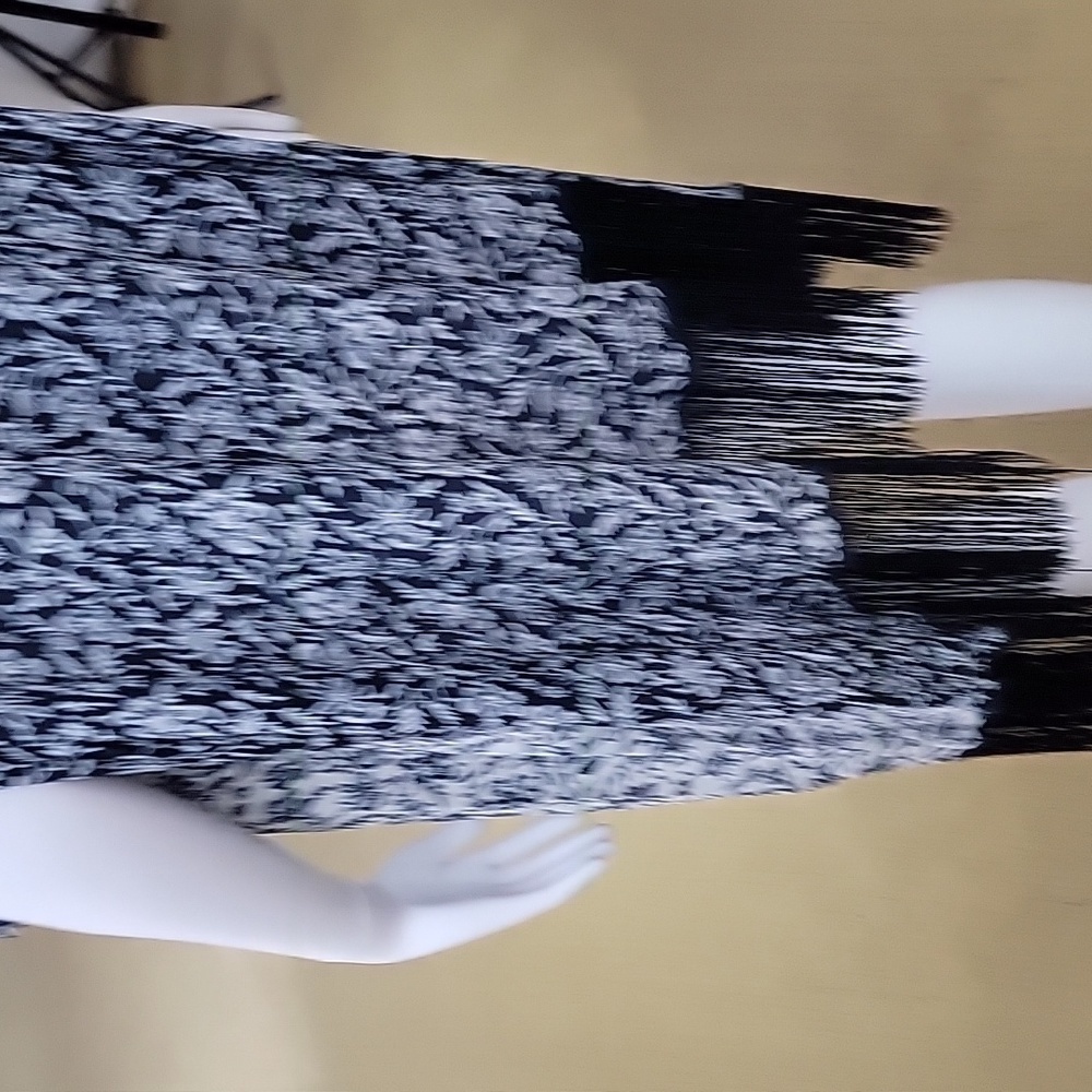 🩷 Democracy White & Blue Floral Kimono With Fringe at Hem Open Caridgan - Picture 7 of 10